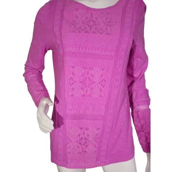Soft Surrounding Women Sz M Top Alta Mara Pink Embroidery Lace Boho Cottagecore - Picture 4 of 8